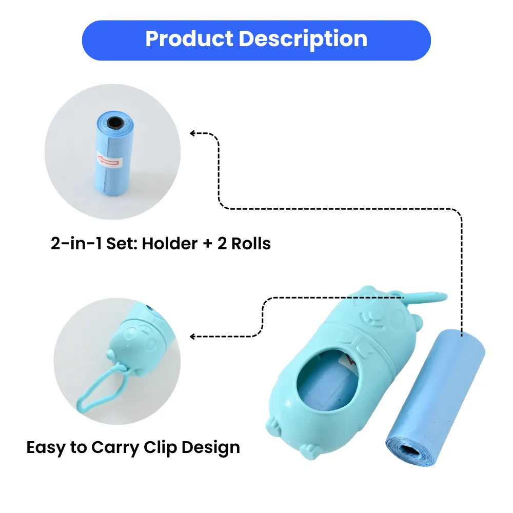 Dog Poop Bag and Holder, 2 in 1